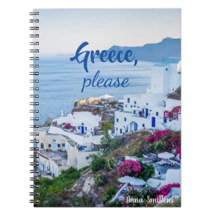 Griechenland bitte/ Personalisiert/ Santorini Land Notizblock