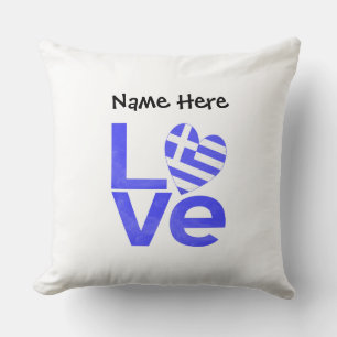 Griechenland Blau LOVE Herz Flagge Personalisiert Kissen