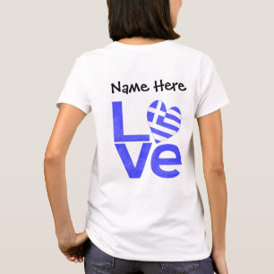 Griechenland Blau LOVE Herz Flagge Personalisiert T-Shirt