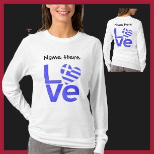 Griechenland Blau LOVE Herz Flagge Personalisiert T-Shirt