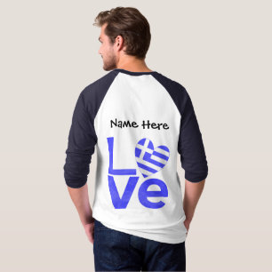 Griechenland Blau LOVE Herz Flagge Personalisiert T-Shirt
