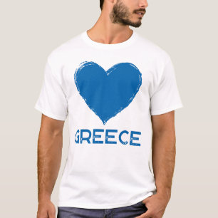 Griechenland Blaue Liebe Herz Männer Weißer T - Sh T-Shirt
