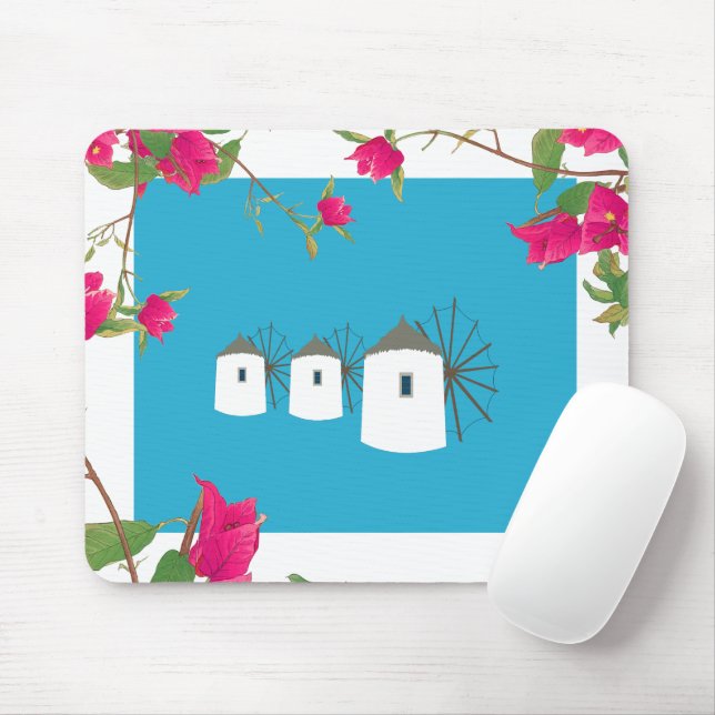 Griechenland Bougainvillea Griechische Insel Windm Mousepad (Mit Mouse)