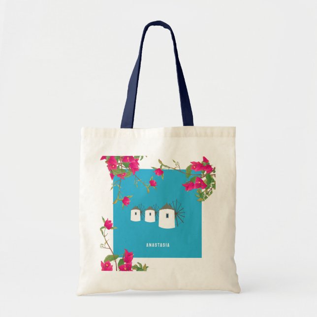 Griechenland Bougainvillea Griechische Insel Windm Tragetasche (Vorne)