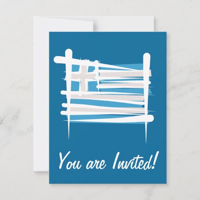 Griechenland-Bürsten-Flagge Einladung (Vorderseite)