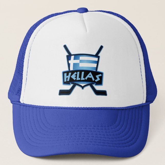 Griechenland Eishockey Logo Mesh Hat Truckerkappe (Vorderseite)