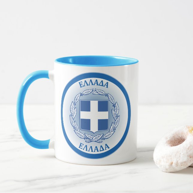Griechenland-Erbe-Emblem Tasse (Mit Donut)
