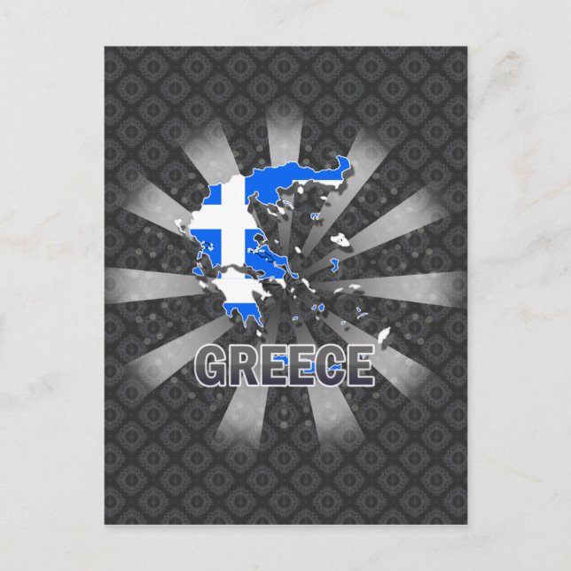 Griechenland Flag Map 2.0 Postkarte (Vorderseite)