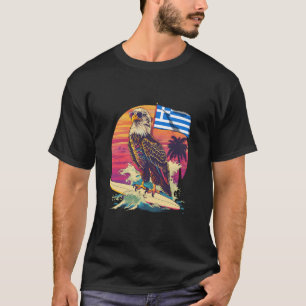 Griechenland Flagge Adler Surfen Sonnenuntergang G T-Shirt