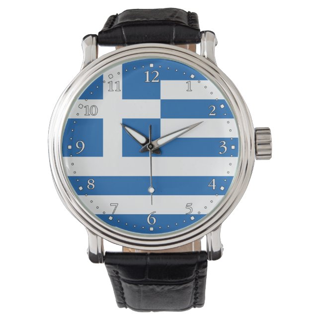 Griechenland-Flagge Armbanduhr (Vorderseite)