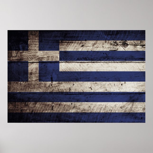 Griechenland-Flagge für Altholzkörner Poster (Vorne)