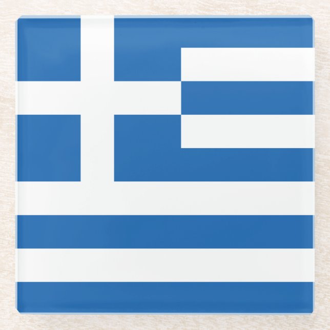 Griechenland-Flagge Glasuntersetzer (Vorderseite)