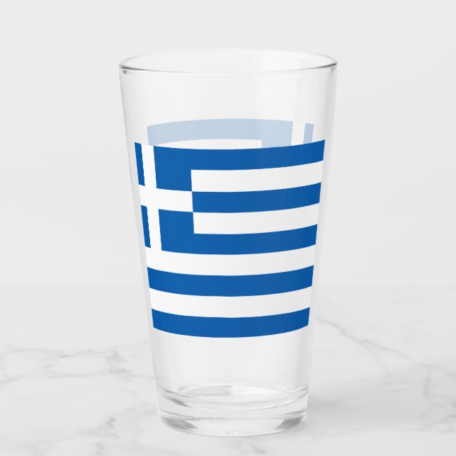 Griechenland Flagge Griechisches Patriotikum Glas (Vorderseite)