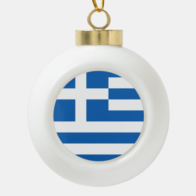 Griechenland Flagge griechisches Patriotikum Keramik Kugel-Ornament (Vorderseite)