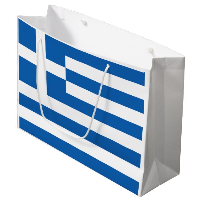 Griechenland-Flagge Große Geschenktüte (Vorderseite Schrägansicht)