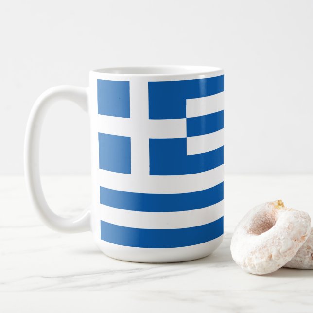 Griechenland-Flagge Kaffeetasse (Mit Donut)