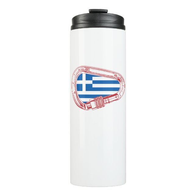 Griechenland Flagge Kletterer Carabiner Thermosbecher (Vorderseite)