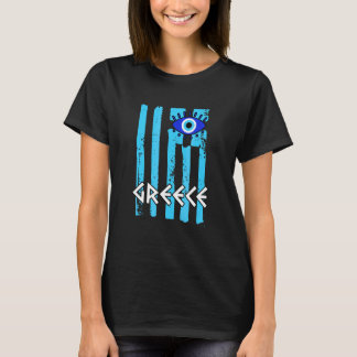 Griechenland-Flagge mit dem geistlichen Auge des N T-Shirt