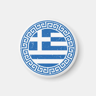 Griechenland Flagge mit griechischem Schlüssel Mus Magnet