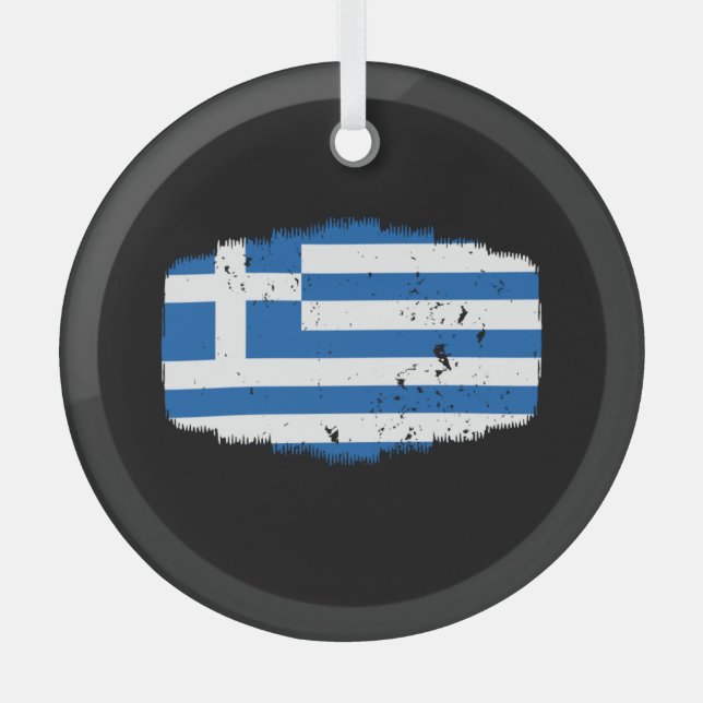 Griechenland-Flagge Ornament Aus Glas (Vorderseite)