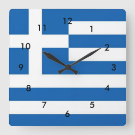 Griechenland-Flagge Quadratische Wanduhr
