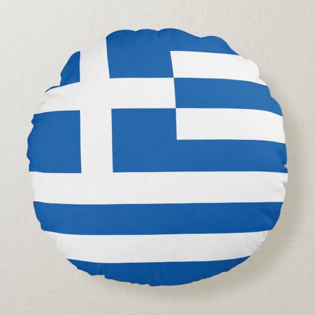 Griechenland-Flagge Rundes Kissen (Vorderseite)
