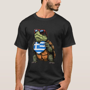 Griechenland Flagge Schildkröte Hellenisch Griechi T-Shirt