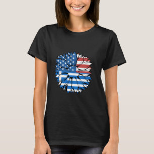Griechenland Flagge Sonnenblume USA Amerika Hellen T-Shirt