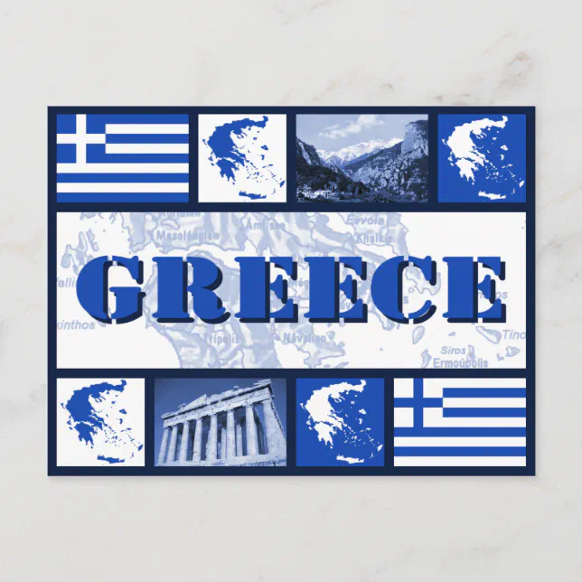 Griechenland - Flagge und Karte