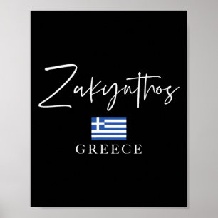 Griechenland Flagge Urlaub - Insel Zakynthos  Poster