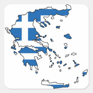 Griechenland-Flaggen-Karte GR Quadratischer Aufkleber