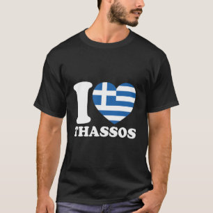 Griechenland Flaggen Thassos Travel Thassos Karte T-Shirt