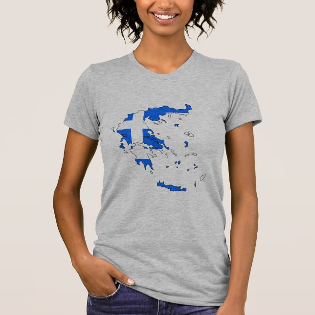 Griechenland-Flaggenkarte T-Shirt (Vorderseite)