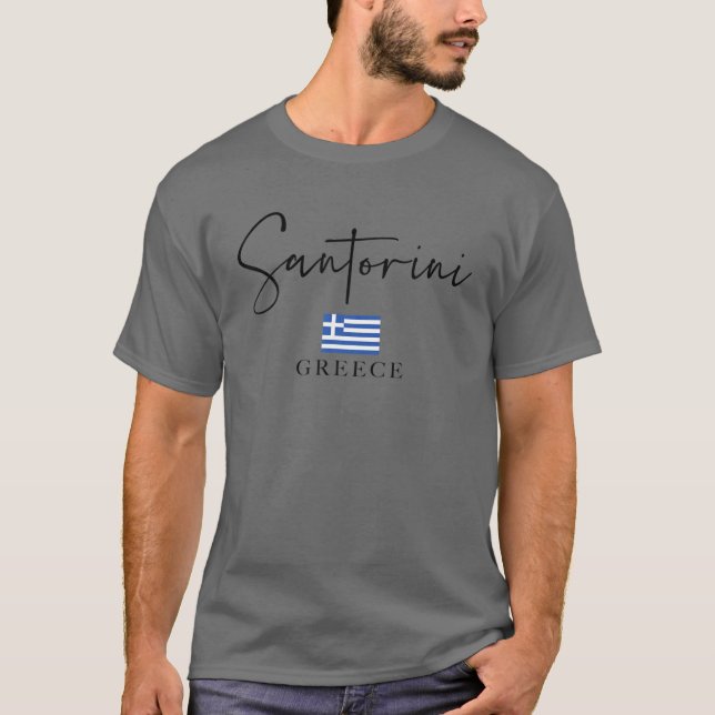 Griechenland Flaggenurlaub - Insel Santorini T-Shirt (Vorderseite)