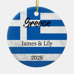Griechenland - Flaggenverzierung, Personalisiert G Keramik Ornament