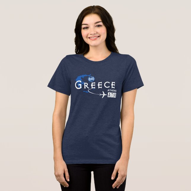 Griechenland Flughafen-Code T-Shirt Tri-Blend Shirt (Vorderseite voll)