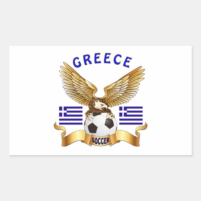Griechenland Football Designs Rechteckiger Aufkleber (Vorderseite)