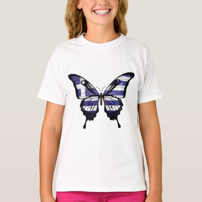 Griechenland Frack-Schmetterlingsflaggenaufkleber T-Shirt (Vorderseite)