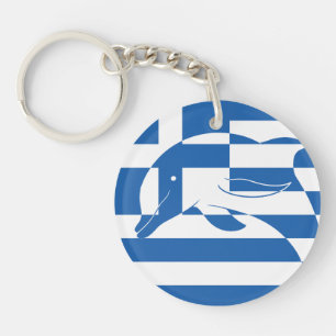 Griechenland - Gemeiner Delphin - Griechische Flag Schlüsselanhänger