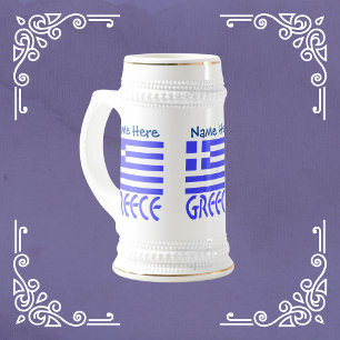 Griechenland Griechische Flagge Blau Personalisier Bierglas