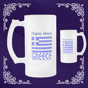 Griechenland Griechische Flagge Blau Personalisier Mattglas Bierglas