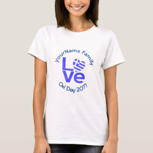 Griechenland Herz Flagge Blau LOVE Personalisiert T-Shirt