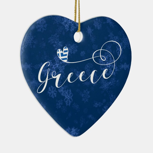 Griechenland Herz, Weihnachtsbaumschmuck, Griechis Keramik Ornament (Rechts)