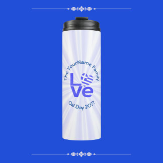 Griechenland Herzenflagge Blaue LIEBE Personalisie Thermosbecher