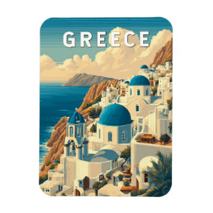 Griechenland Illustration Travel Art Vintag Magnet