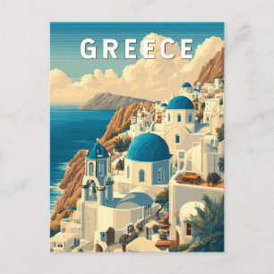 Griechenland Illustration Travel Art Vintag Postkarte