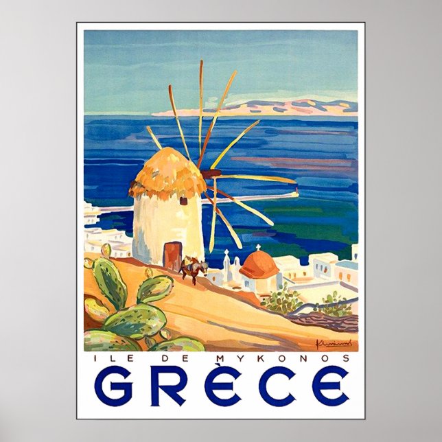 Griechenland, Insel Mykonos, Windmühle am Meer Poster (Vorne)