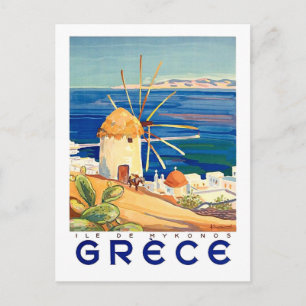 Griechenland, Insel Mykonos, Windmühle am Meer Postkarte