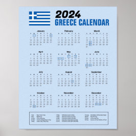 Griechenland Kalender mit griechischen Feiertagen  Poster