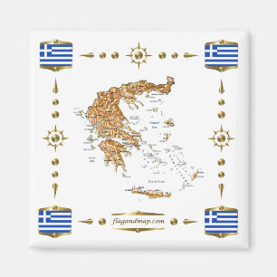 Griechenland Karte + Flaggen Magnet